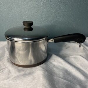 Vintage Revere Ware 3 Qt Saucepan W/ Lid - Copper Bottom 1801